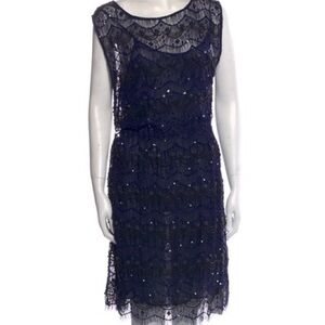 Alice + Olivia Navy Sequin Lace Midi Dress (A136)